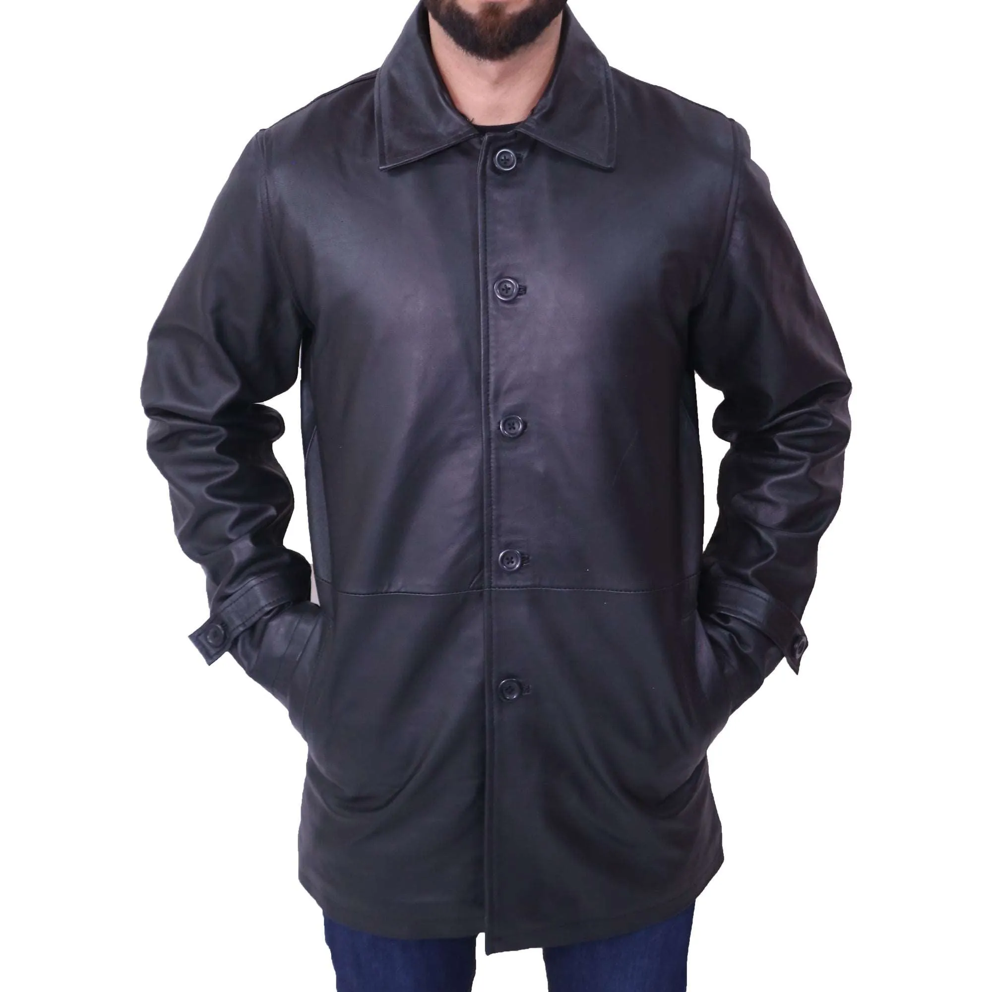 Men's Black Leather Coat