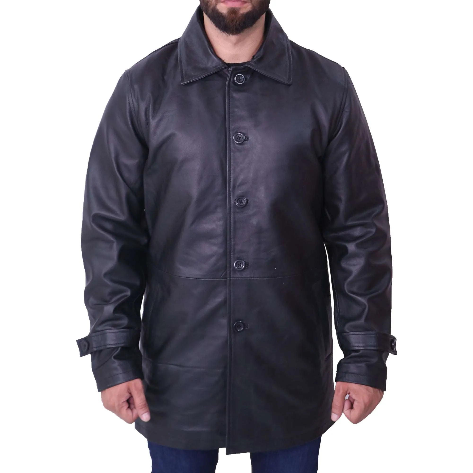 Men's Black Leather Coat