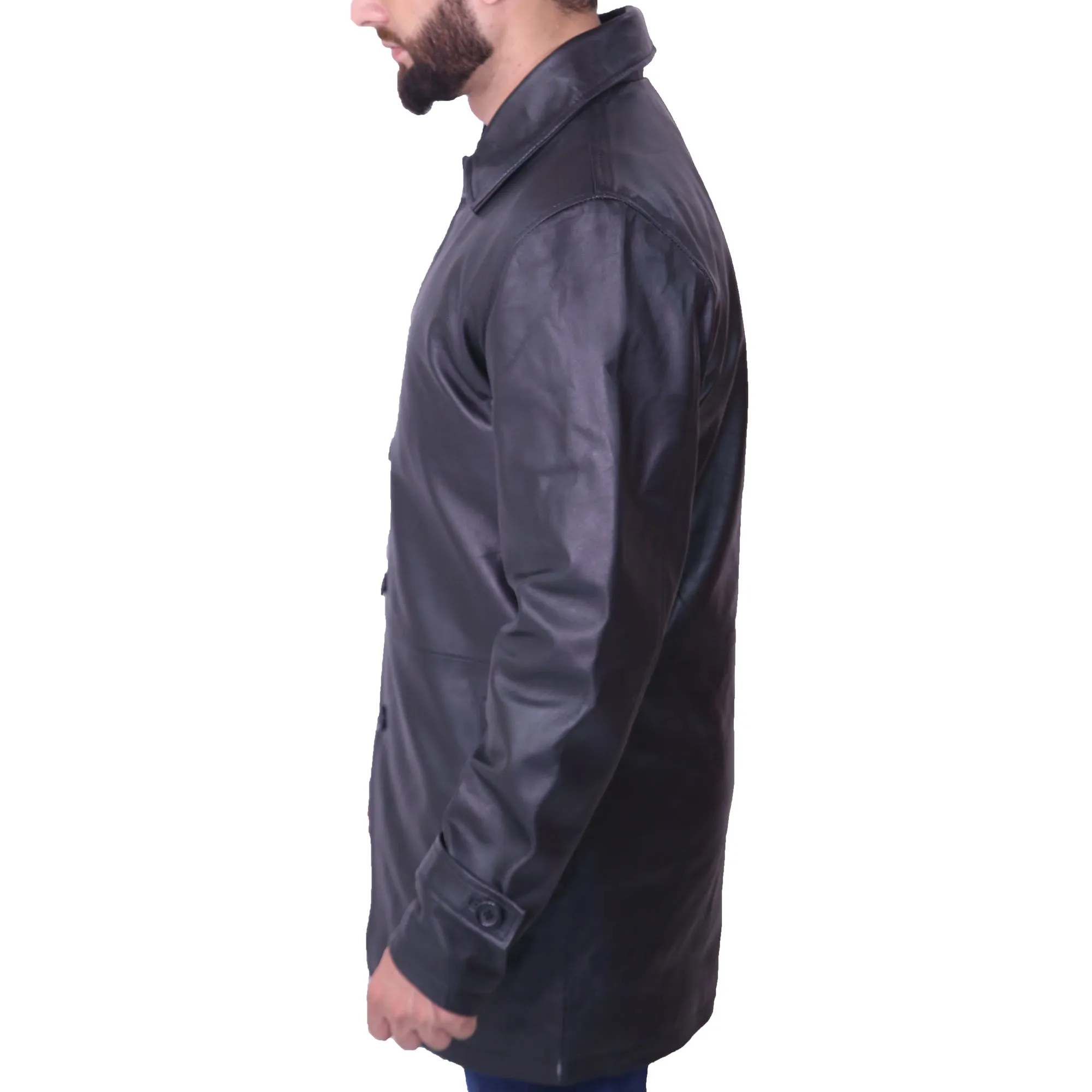 Men's Black Leather Coat