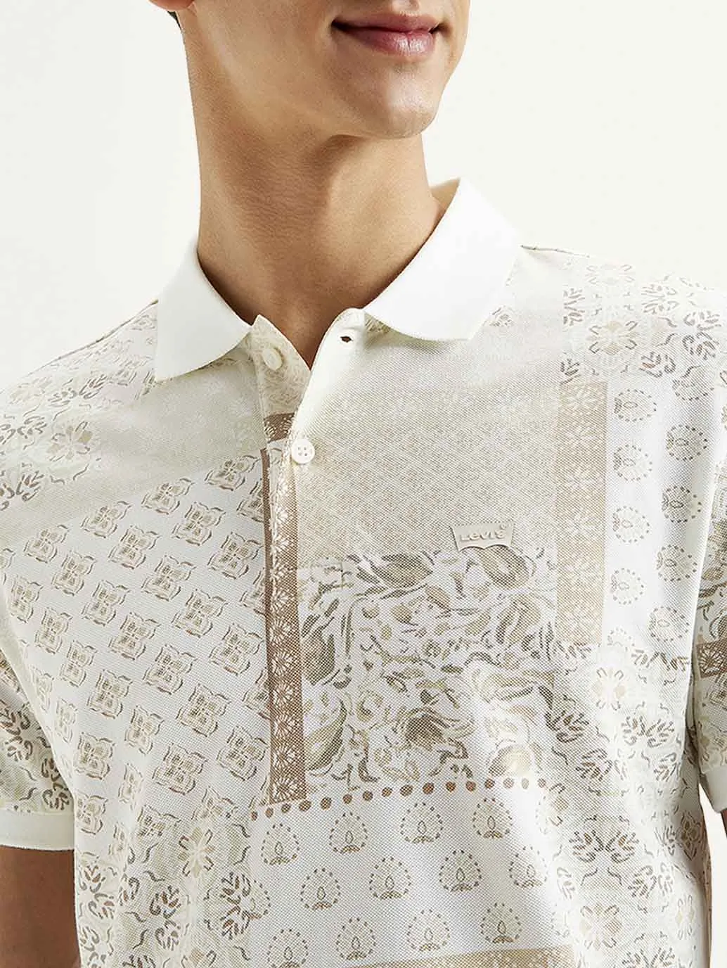 Men's Ethnic Motifs Slim Fit Polo T-shirt