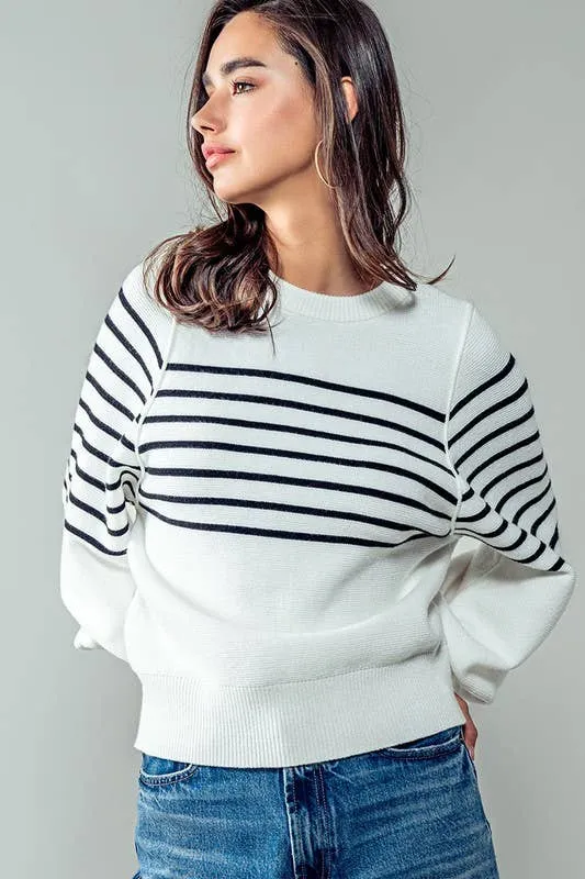 Mr. Cozy Striped Sweater Ivory & Black