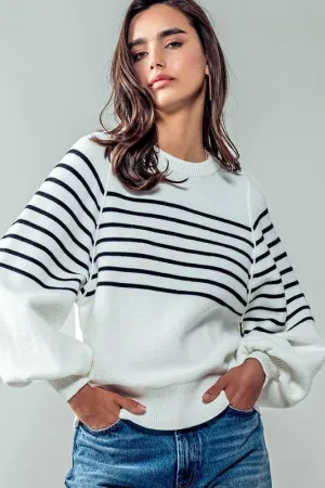 Mr. Cozy Striped Sweater Ivory & Black