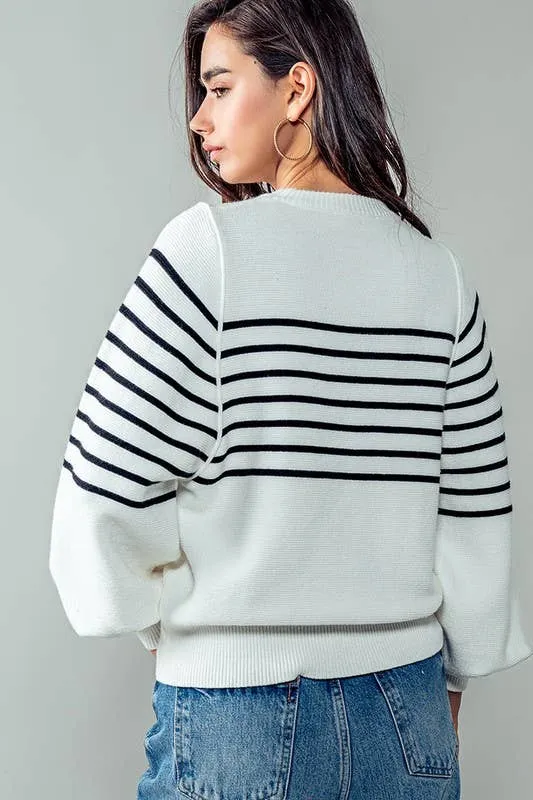 Mr. Cozy Striped Sweater Ivory & Black