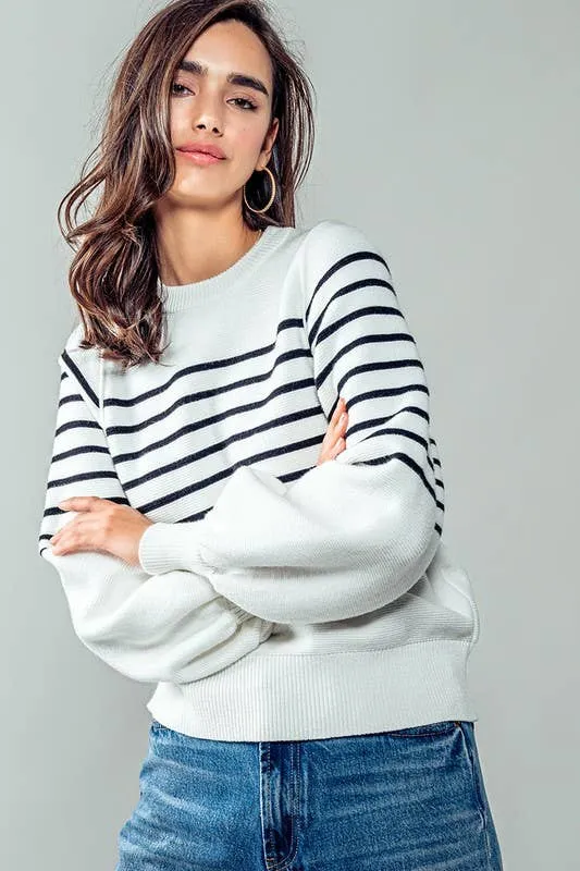 Mr. Cozy Striped Sweater Ivory & Black