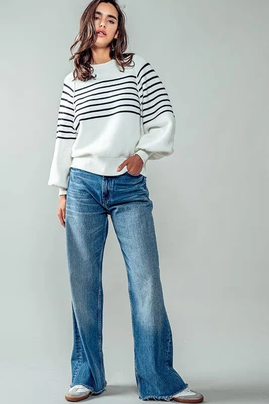 Mr. Cozy Striped Sweater Ivory & Black