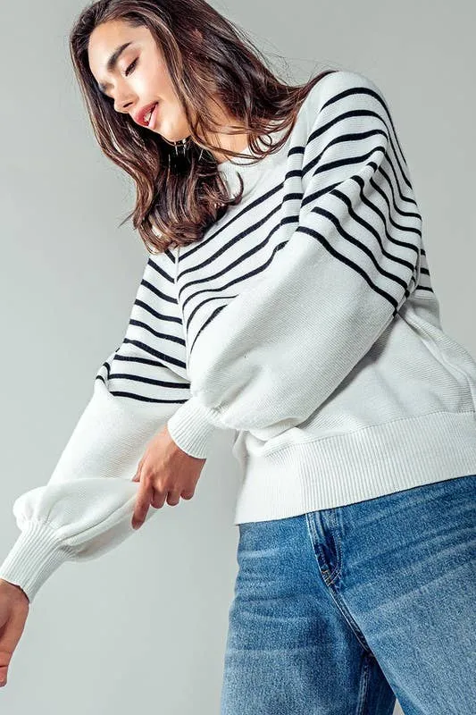 Mr. Cozy Striped Sweater Ivory & Black