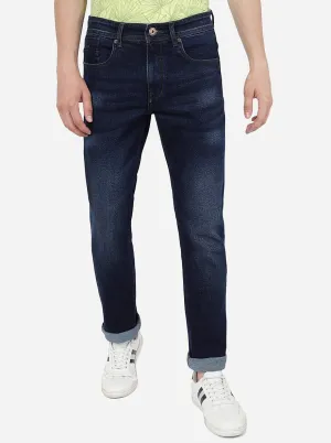 Navy Blue Washed Straight Fit Jeans | Greenfibre