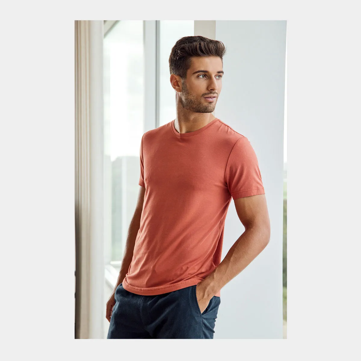 Orange crew neck bambus T-shirt med