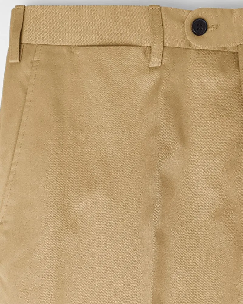 Plain Beige Cotton Trousers