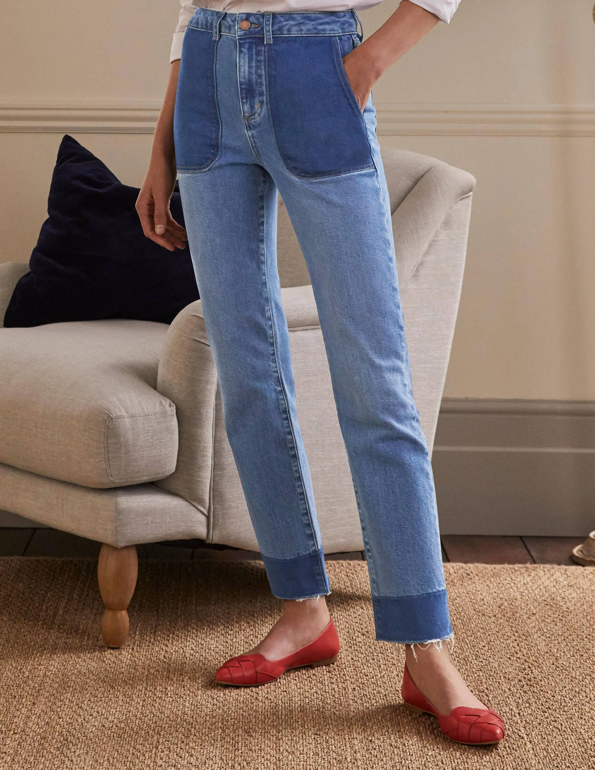 Relaxed Straight Jeans-Light Vintage Contrast