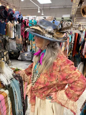 Shades of Denim Distressed Wool Hat by A Rare Bird