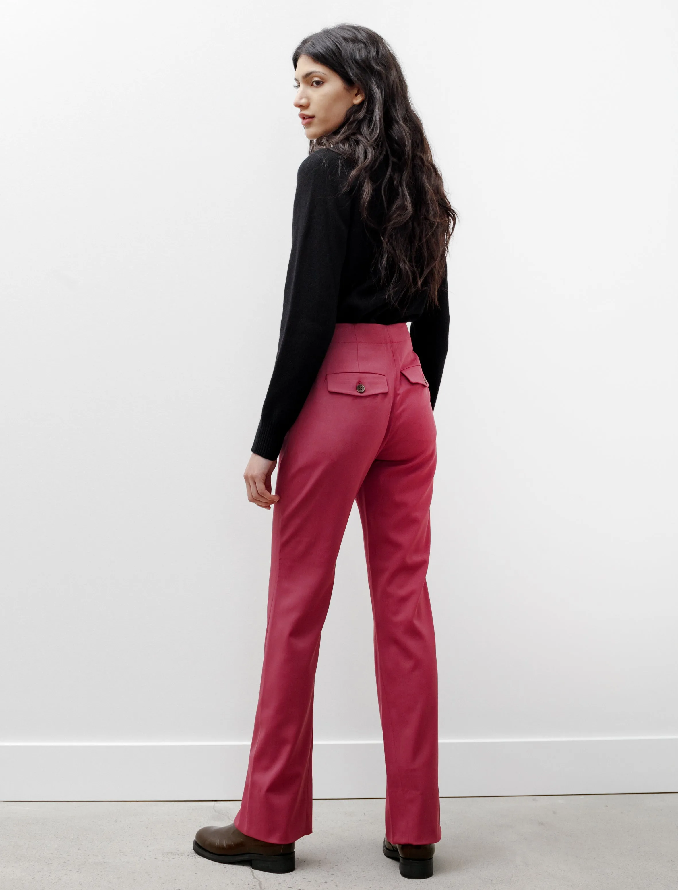 Sharp Trousers Pink Fluid Wool