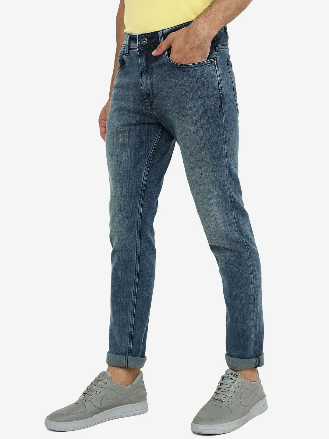 Smoke Blue Washed Straight Fit Jeans | JadeBlue