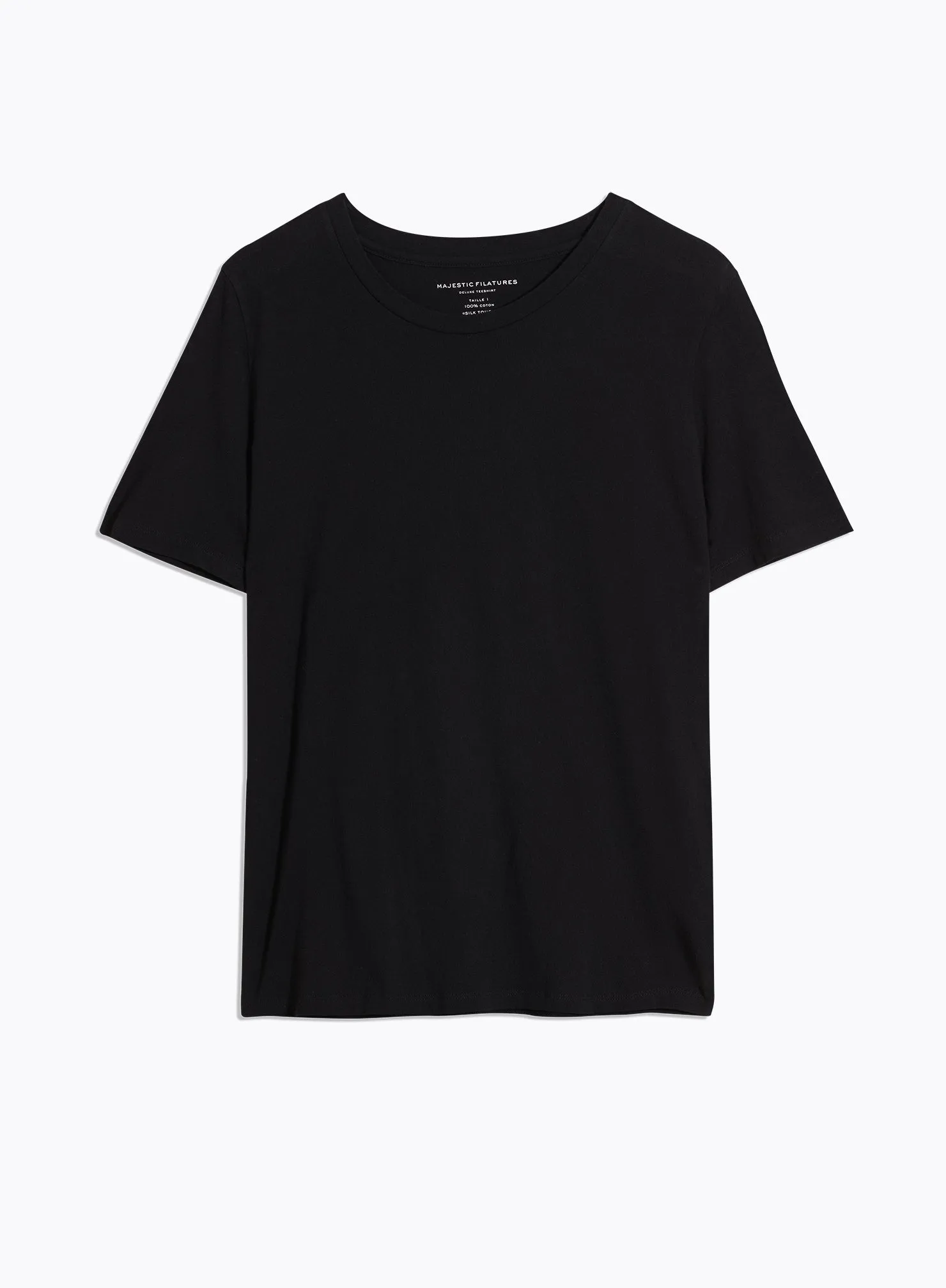 T-shirt Noir Polly col rond manches courtes en Coton organique