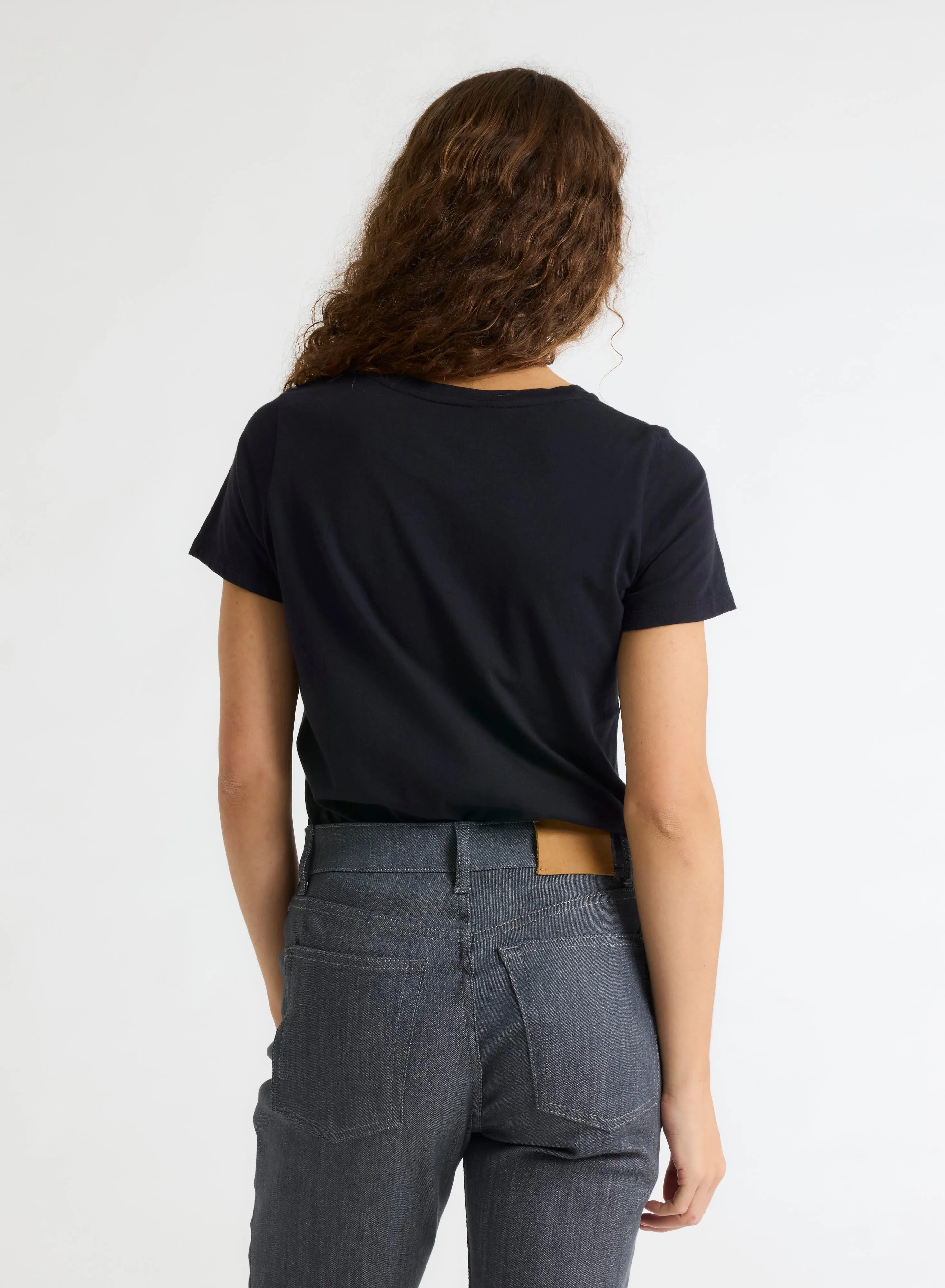 T-shirt Noir Polly col rond manches courtes en Coton organique