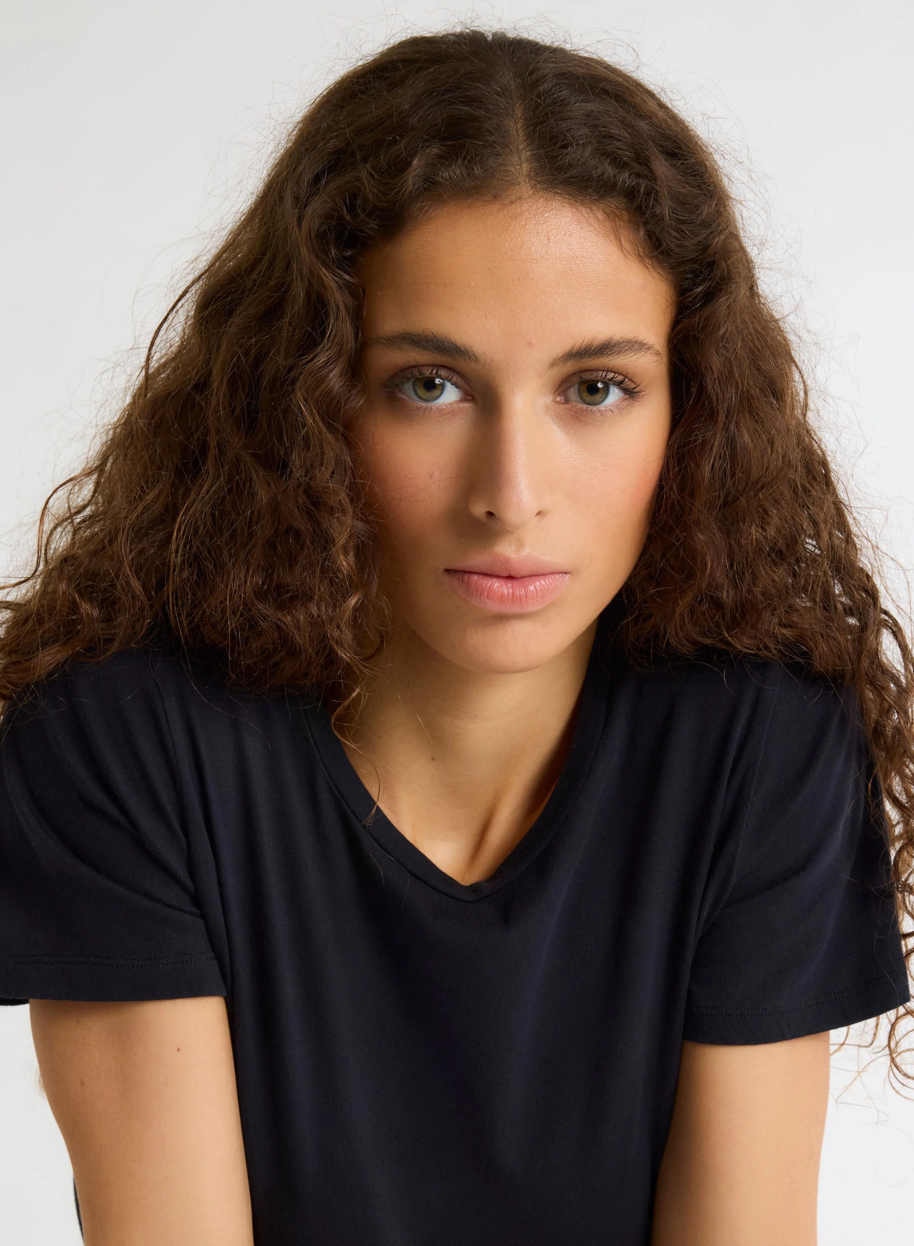 T-shirt Noir Polly col rond manches courtes en Coton organique