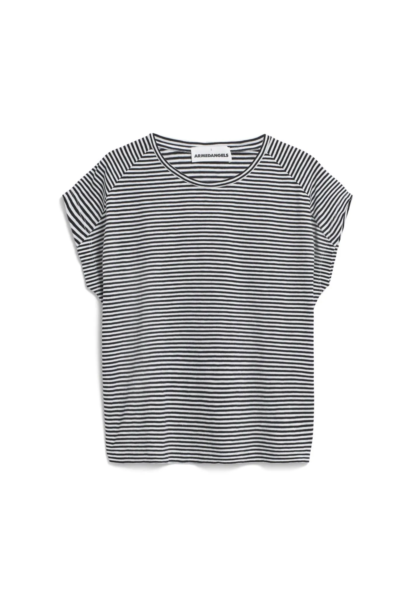 t-shirt - oneliaa striped - black / oatmilk