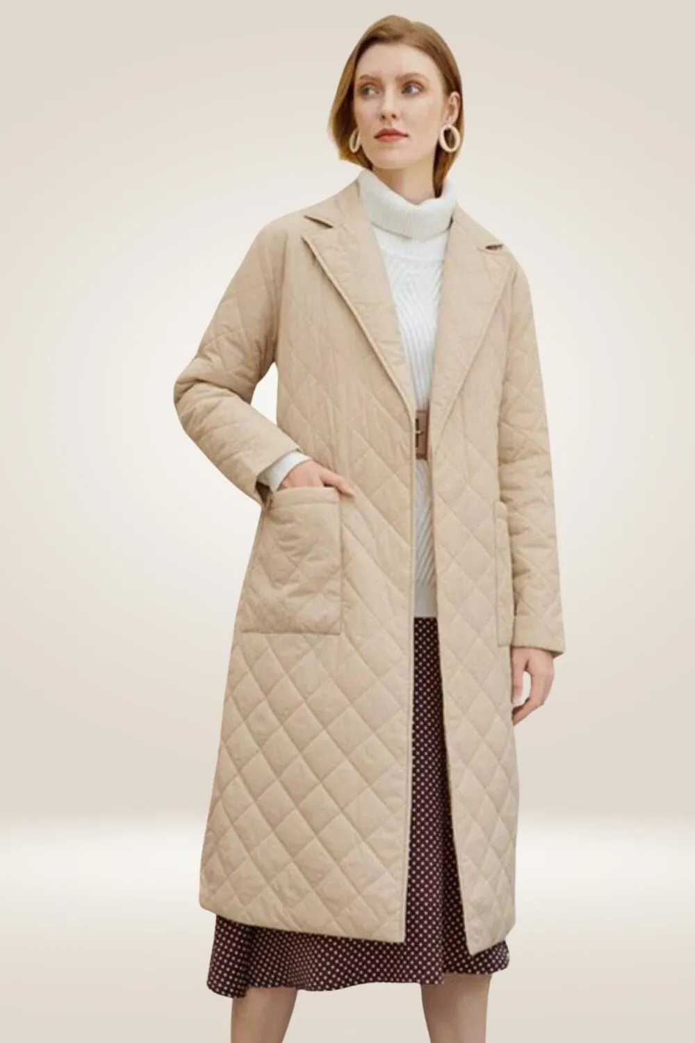 Tailored Tan Long Parka Coat With Deep Pockets