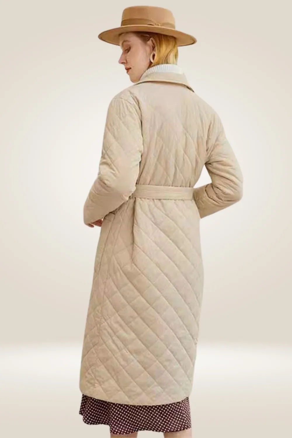 Tailored Tan Long Parka Coat With Deep Pockets