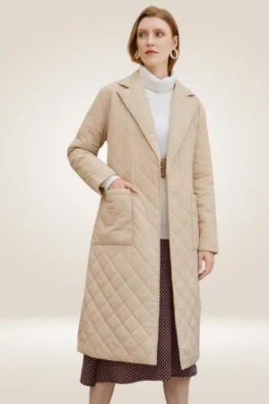 Tailored Tan Long Parka Coat With Deep Pockets