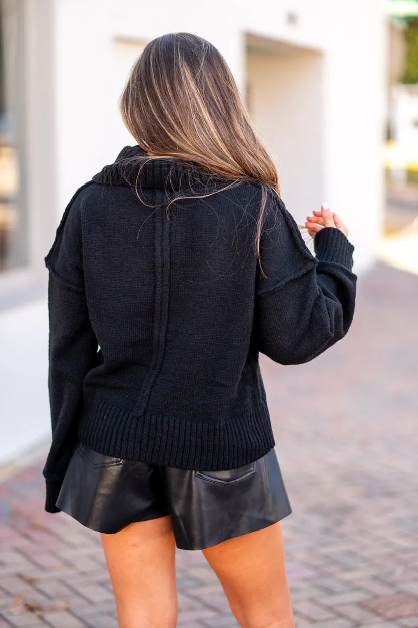 The Reagan Turtleneck Sweater-Black