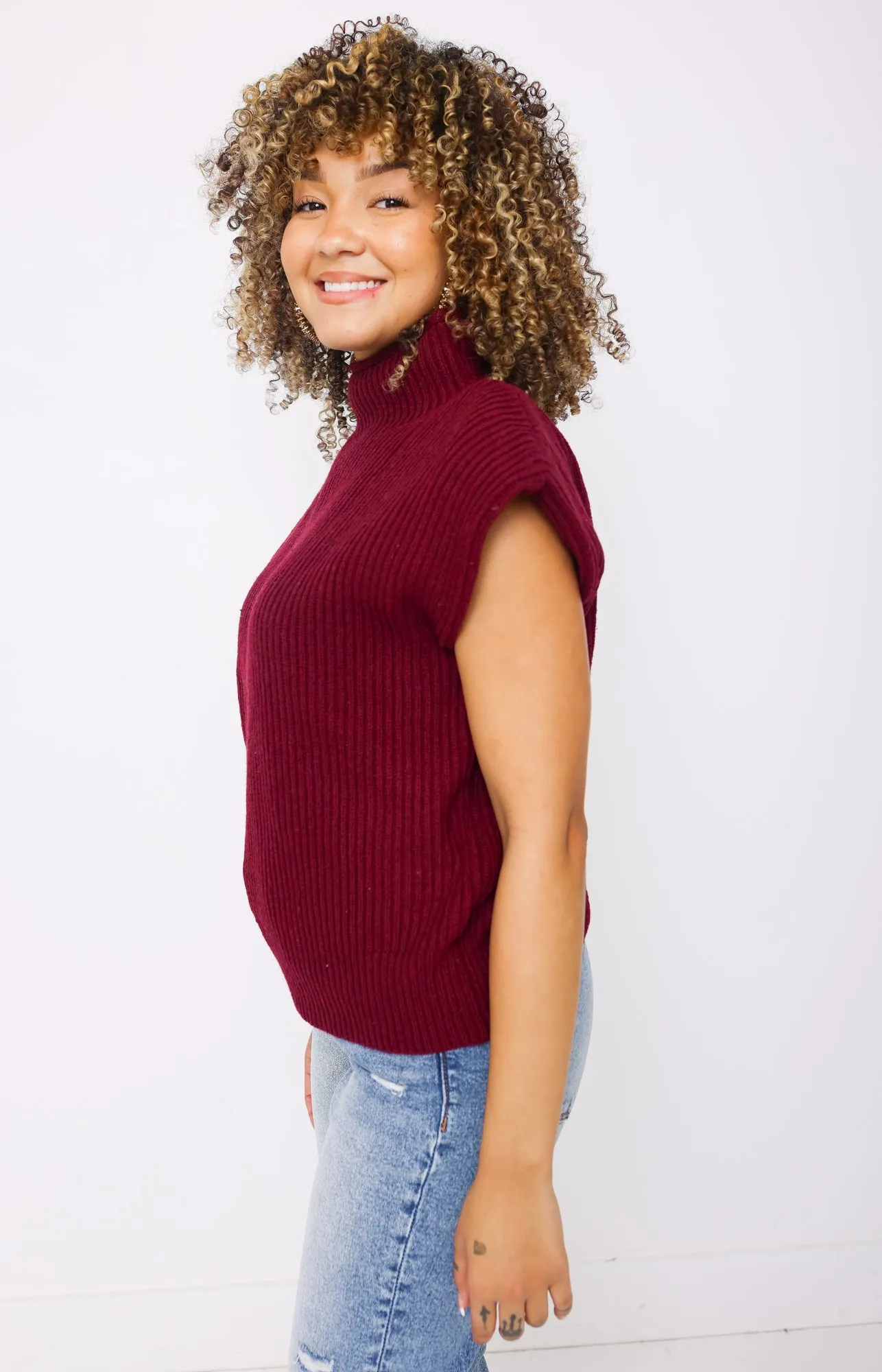 Warm Embrace Sweater Top, BURGUNDY