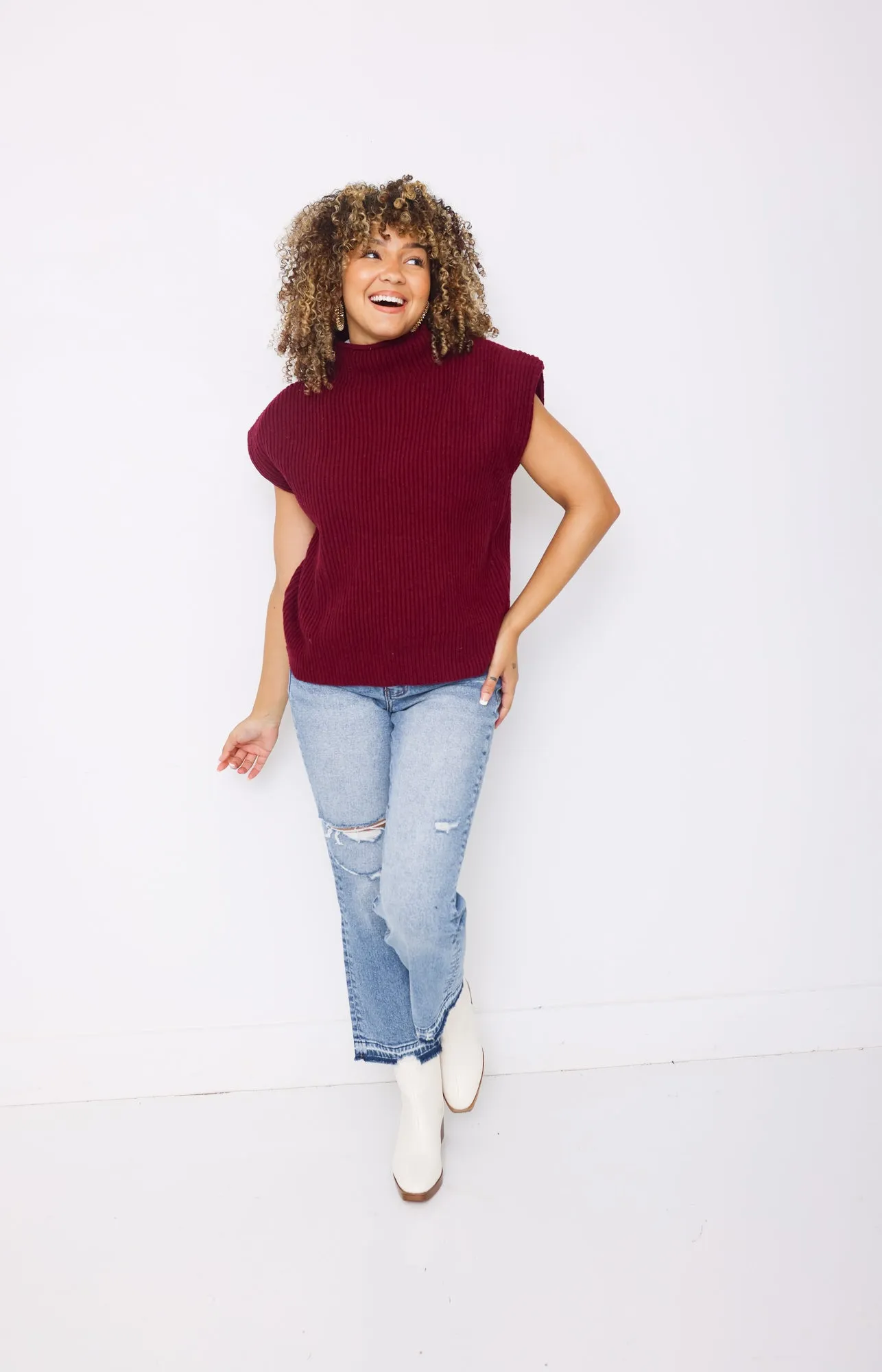 Warm Embrace Sweater Top, BURGUNDY