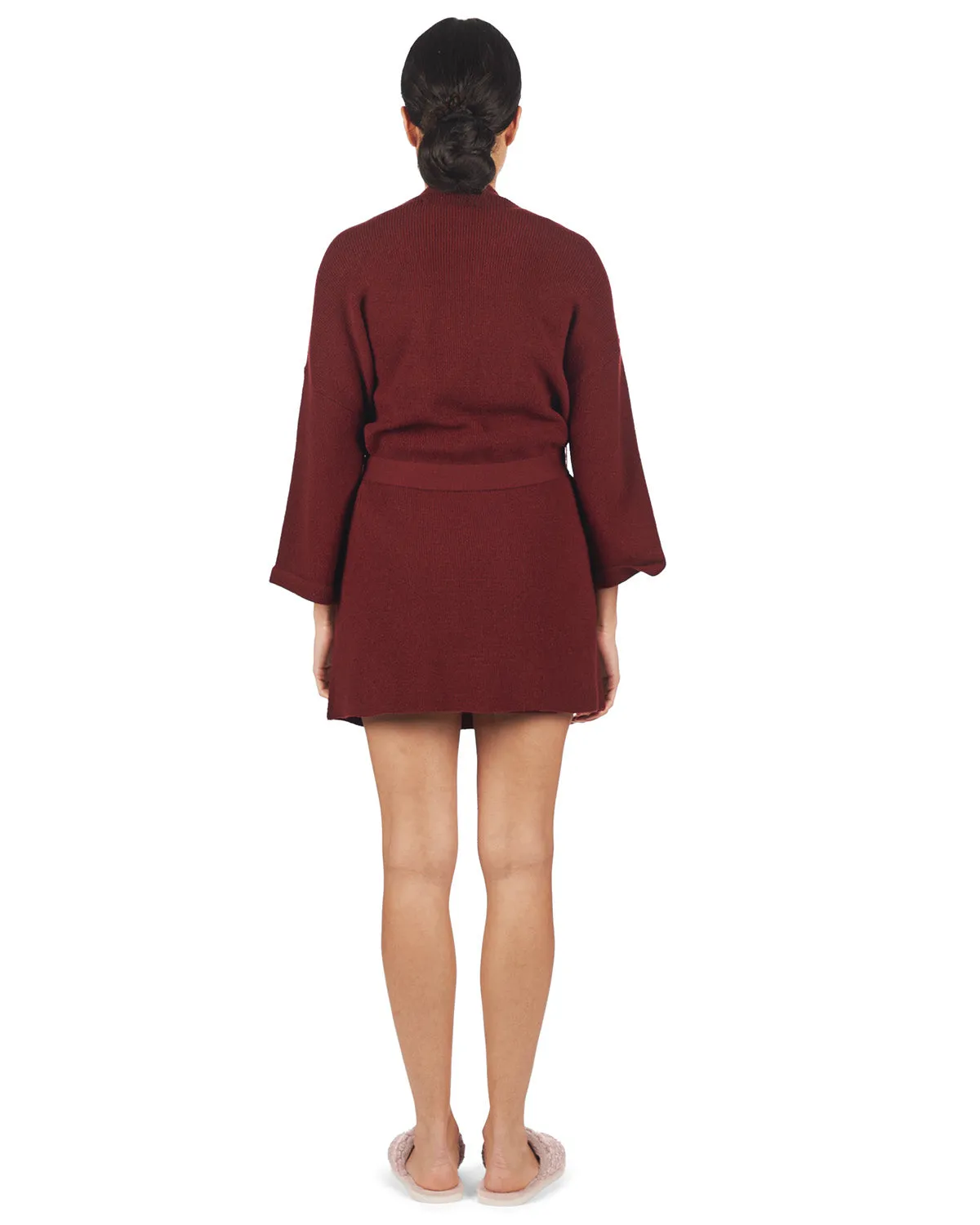 Women's Warm Sweater Knit Short Open-Front Lounge Robe